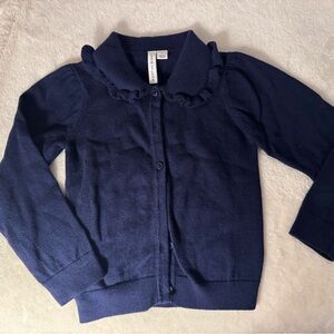 Janie and Jack Dark Blue Ruffle Cardigan